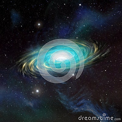 Illustration of a space scene with a galaxy Cartoon Illustration