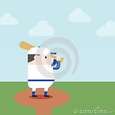 Illustration of sport man prepare to hit the ball in baseball match Vector Illustration