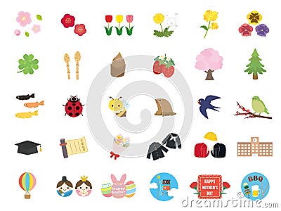 Spring icon set Vector Illustration