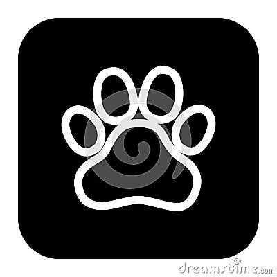 Illustration of a square application button with an animal footprint. Vector Illustration