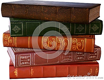 Stack of Old Reading Books, Isolated, Illustration Stock Photo