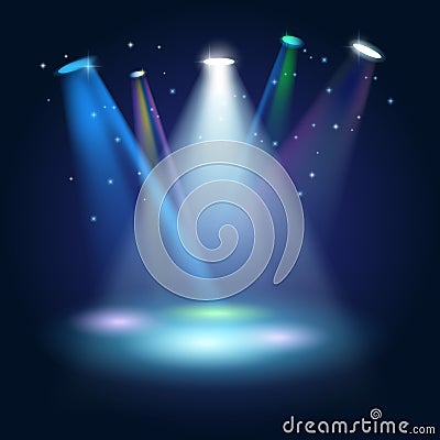 Stage Podium Scene with for Award Ceremony on blue Background Vector Illustration