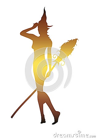 Young witch icon. Vector Illustration