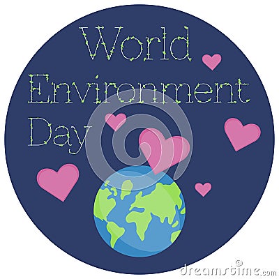 Illustration of a Sticker for World Environment Day. Stock Photo