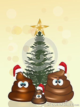 Stinky poop celebrate Christmas Stock Photo