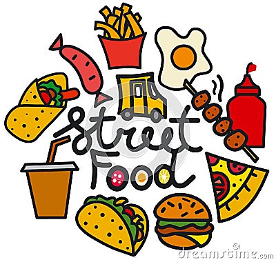 Street food cover Vector Illustration