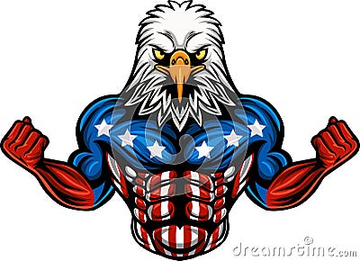 Strong american eagle cartoon character Vector Illustration