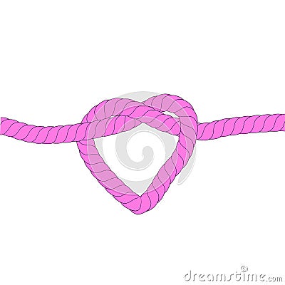 Illustration for strong love relationship, pink rope, at white Background Vector Illustration