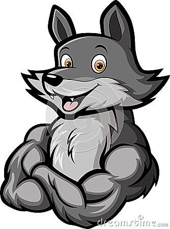 Strong wolf cartoon mascot character Vector Illustration