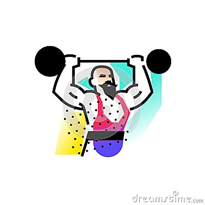 Illustration of the strongman, weightlifter, circus. Icon logo for circus or sports studio. An illustration for a site, a poster, Vector Illustration