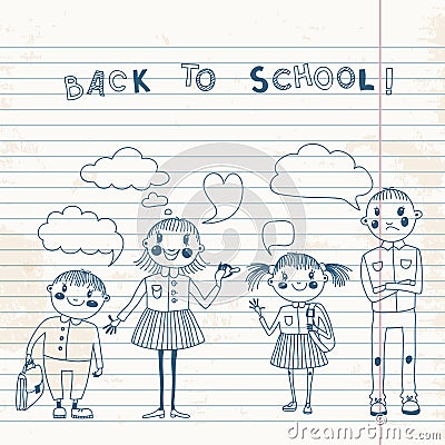 Illustration of the students of the school Vector Illustration