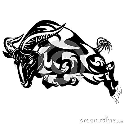 An illustration of a stylised black ram or sheep Vector Illustration