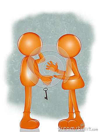 Illustration of stylized couple moving in together Cartoon Illustration