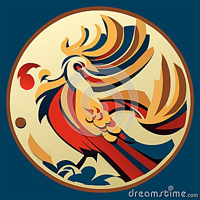 Illustration of a stylized rooster in the style of stained glass Generative AI Vector Illustration