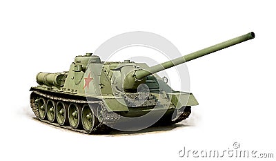 Illustration of a SU-100 Russian tank destroyer Stock Photo