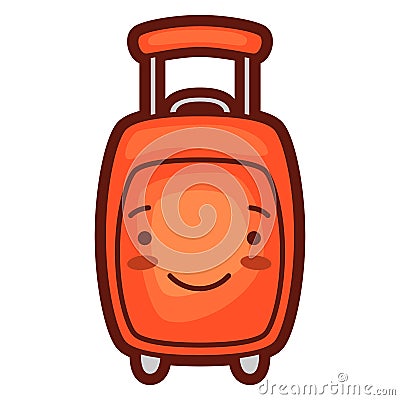 Illustration of suitcase in cartoon style. Cute funny character. Vector Illustration