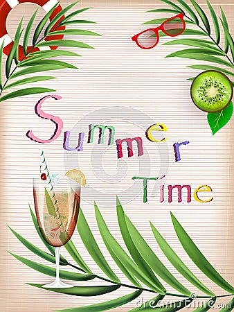 Illustration of Summer time poster Vector Illustration