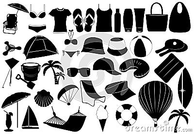 Illustration of summer vacation objects Vector Illustration