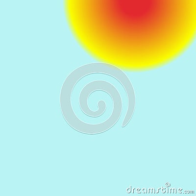 illustration of the sun being seen in half against a blue sky background Stock Photo