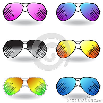 Illustration of sunglasses. Set of sunglasses. Vector Vector Illustration