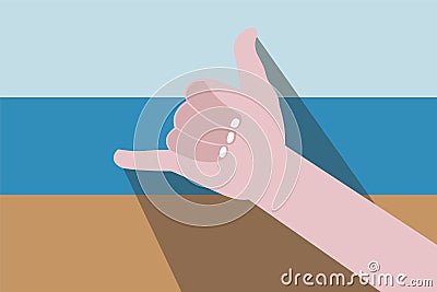 Illustration of surfer greeting. Shaka Stock Photo