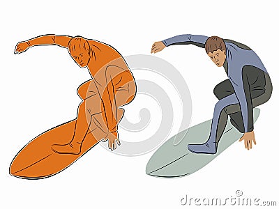 Illustration of surfer player, vector draw Vector Illustration