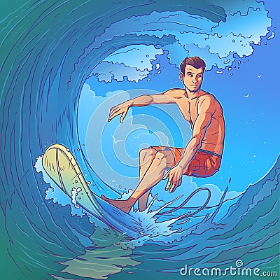 illustration of a surfer Cartoon Illustration