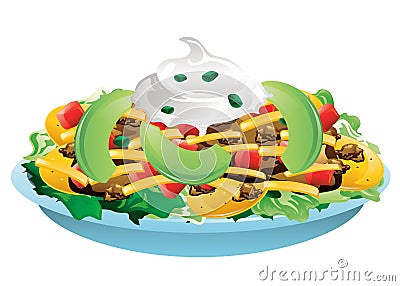 Taco Salad with avocados Vector Illustration