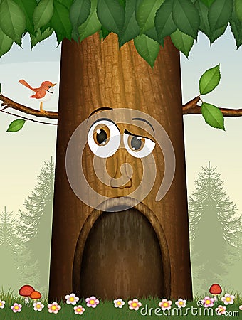 Illustration of the talking tree Stock Photo