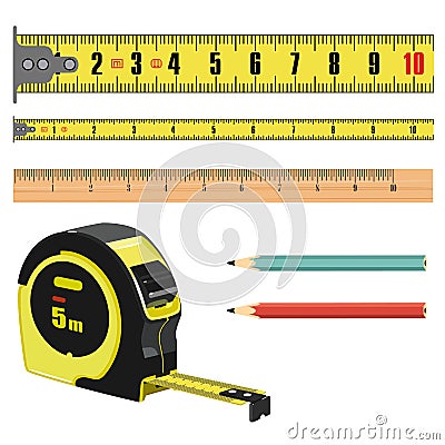 Illustration tape measure length in centimeters, building roulette, measuring device Stock Photo