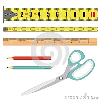 Illustration tape measure length in centimeters, building roulette, measuring device Stock Photo