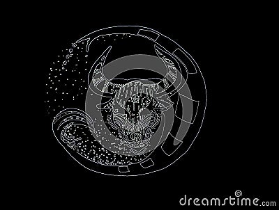 Illustration of Taurus zodiac sign. Lunar Taurus Stock Photo