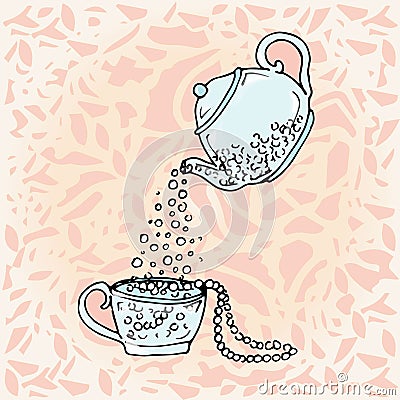 Illustration teapot and cup. Cute children drawing Vector Illustration