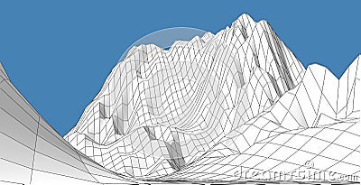 Illustration of terrain, mountains, desert, sand dune ,The Earth`s background concept Stock Photo