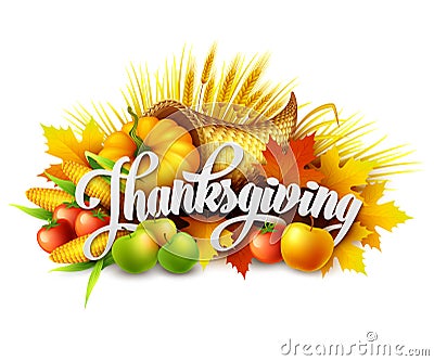 Illustration of a Thanksgiving cornucopia full of Vector Illustration