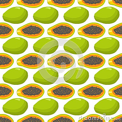 Illustration on theme big colored seamless papaya Vector Illustration