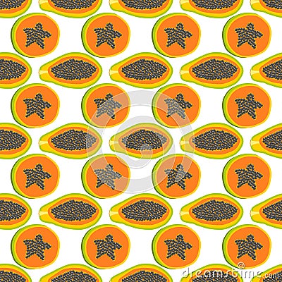 Illustration on theme big colored seamless papaya Vector Illustration