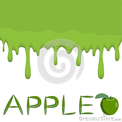 Illustration on theme falling runny apples drip at sugary cow milk Vector Illustration