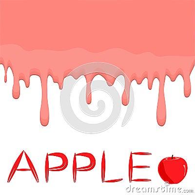 Illustration on theme falling runny apples drip at sugary cow milk Vector Illustration