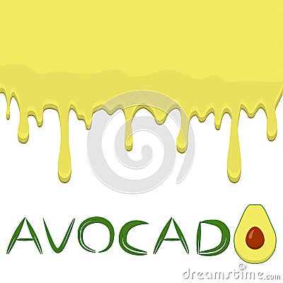 Illustration on theme falling runny avocado drip at sugary cow milk Vector Illustration