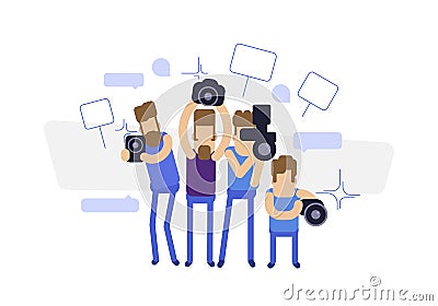 Illustration on the theme of the press, photographers and cameramen Vector Illustration