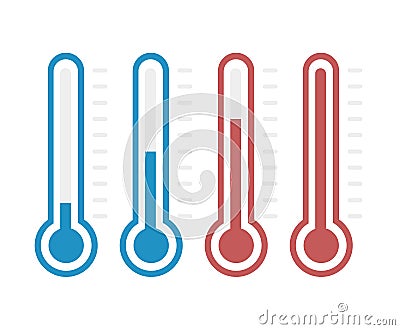 Illustration of thermometers with different levels. Vector Illustration