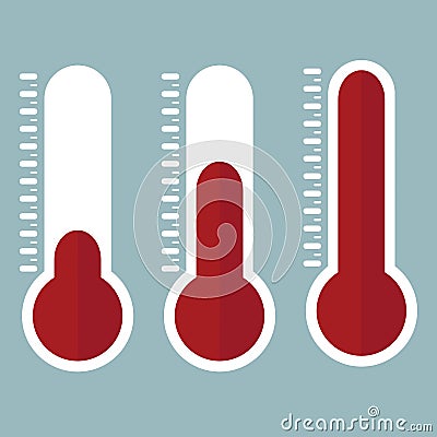 Illustration of thermometers, flat style, EPS10 Stock Photo