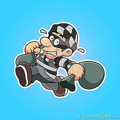 Illustration of thief with funny pose Vector Illustration