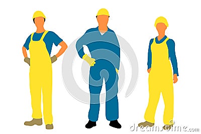 Illustration of three construction workers Stock Photo