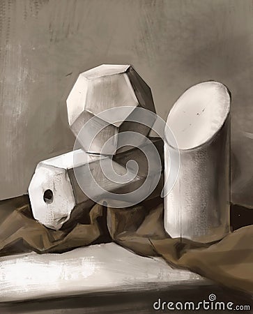 Illustration of three-dimensional geometric shapes Stock Photo