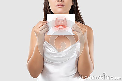 Sore throat of a people against a light gray background Stock Photo