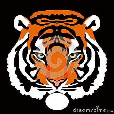 Illustration of a tiger or a wild cat with huge claws and fangs. A bloodthirsty predator Vector Illustration