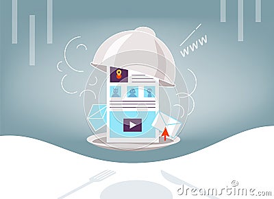 Illustration with hot news, information space, the Internet, social networks, web pages Vector Illustration