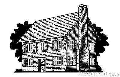 Colonial House_original Vector Illustration